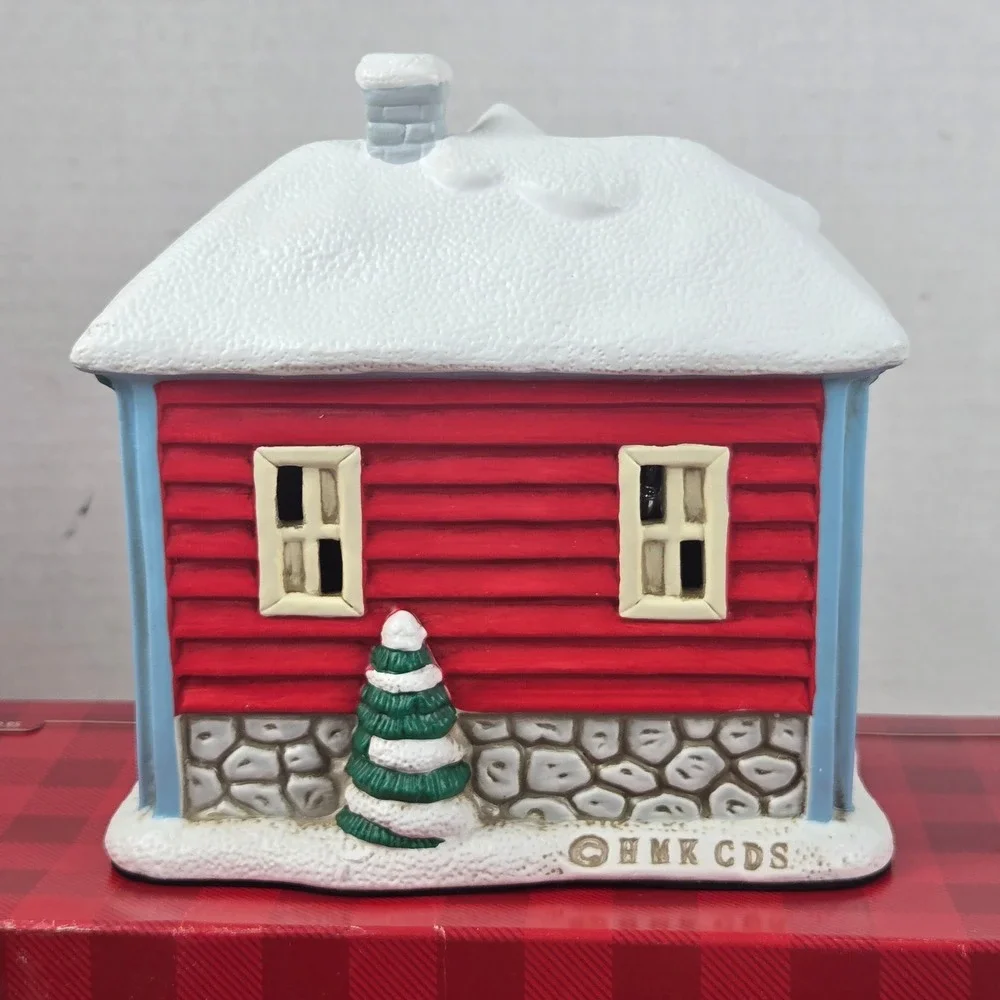 Vtg 1996 Hallmark Holiday House Stocking Hanger Light Up Cottage Red XSH3131